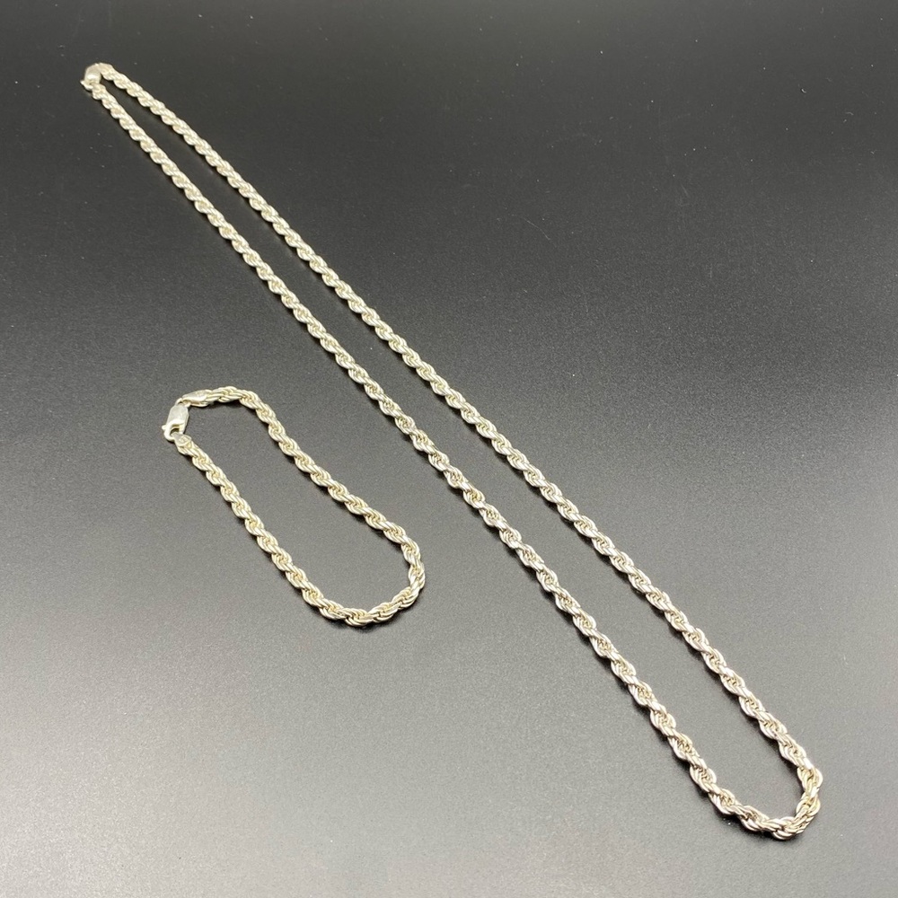 Sterling Silver Rope Chain and Bracelet